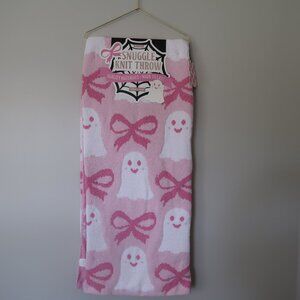 NWT Viral Envogue Halloween Ghost Pink Bows Plush Throw Blanket Super Soft 50x70